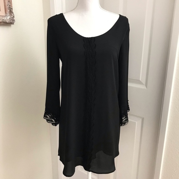 Astr Lace Panel Trim Shift Chiffon Dress Sz Sm - Picture 3 of 6